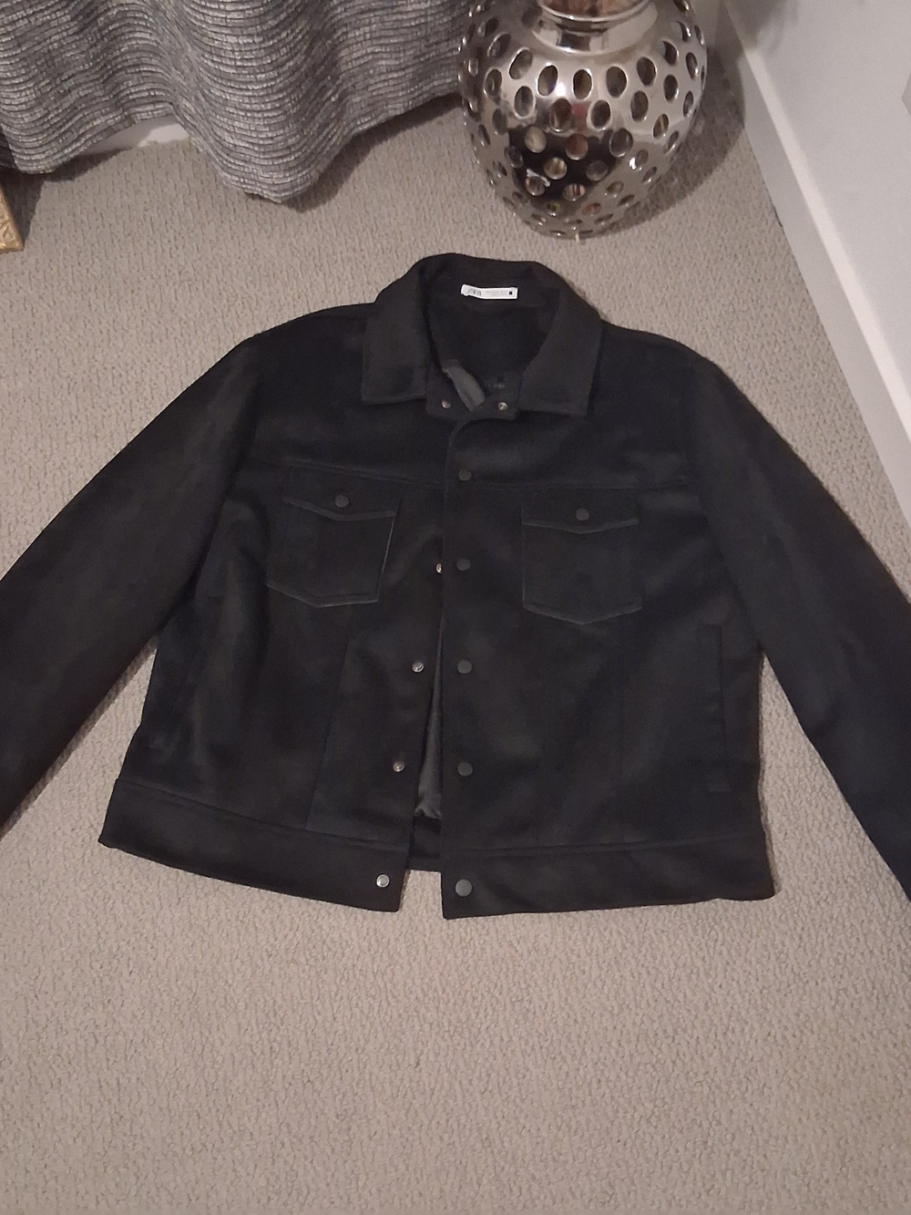 Zara Black Trucker-Style Shirt Jacket